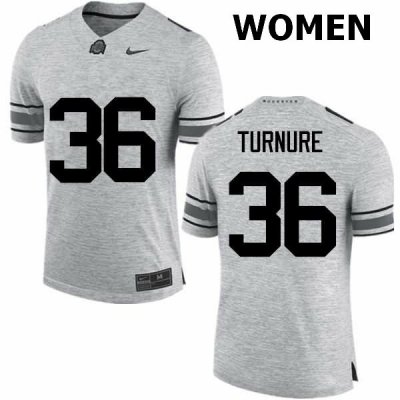 Women's Ohio State Buckeyes #36 Zach Turnure Gray Nike NCAA College Football Jersey On Sale UMC8744DS